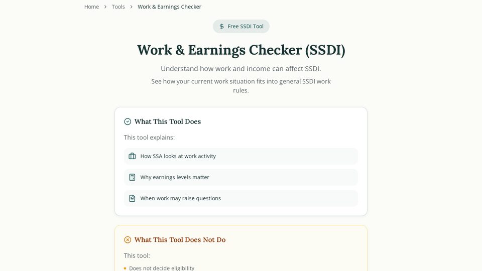 SGA & Work Limit Checker tool screen