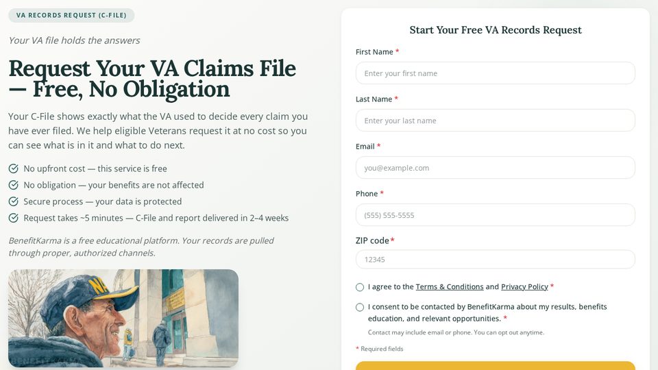 VA Records & Evidence Review tool screen